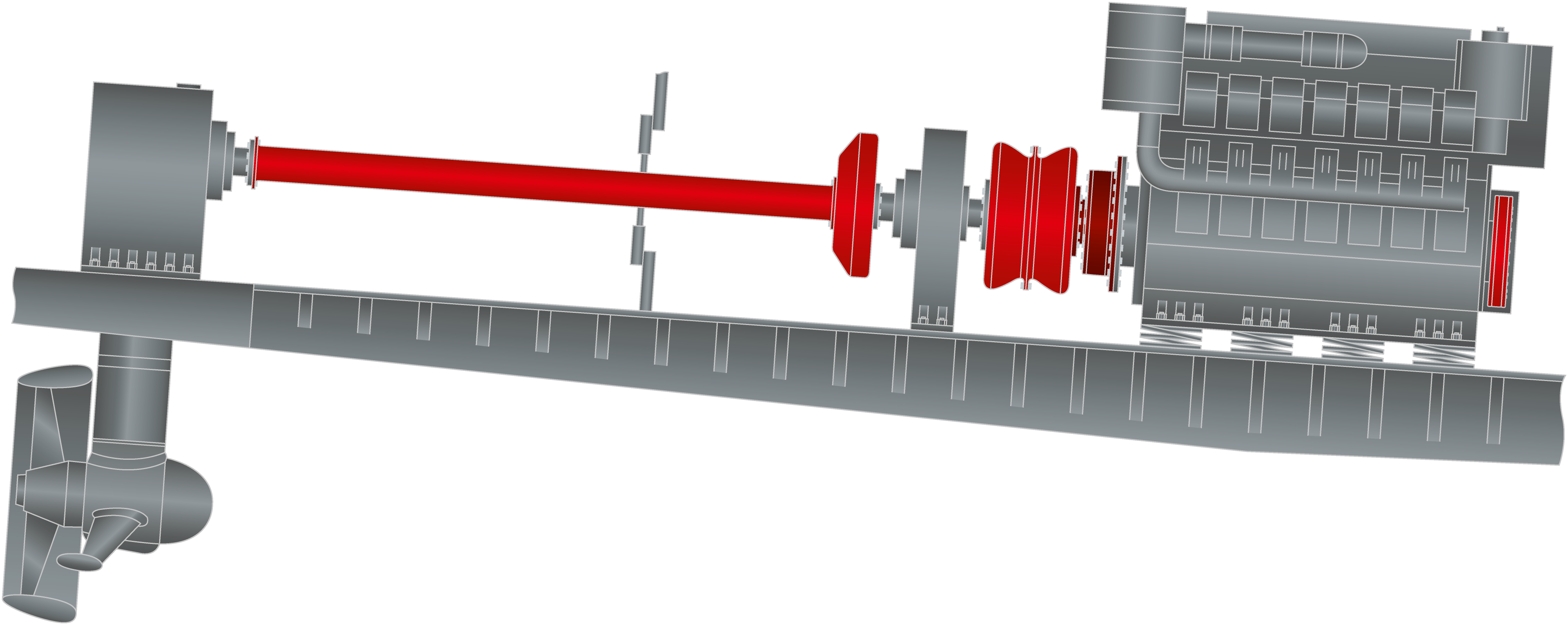 5 Elastically mounted 4 stroke engine mechanical driveline to z drive 180731 141436