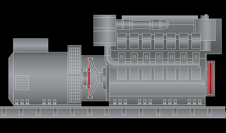 Geislinger Disc application 4 stroke engine and single bearing generator