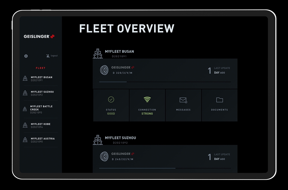 Geislinger monitoring system fleet overview sample