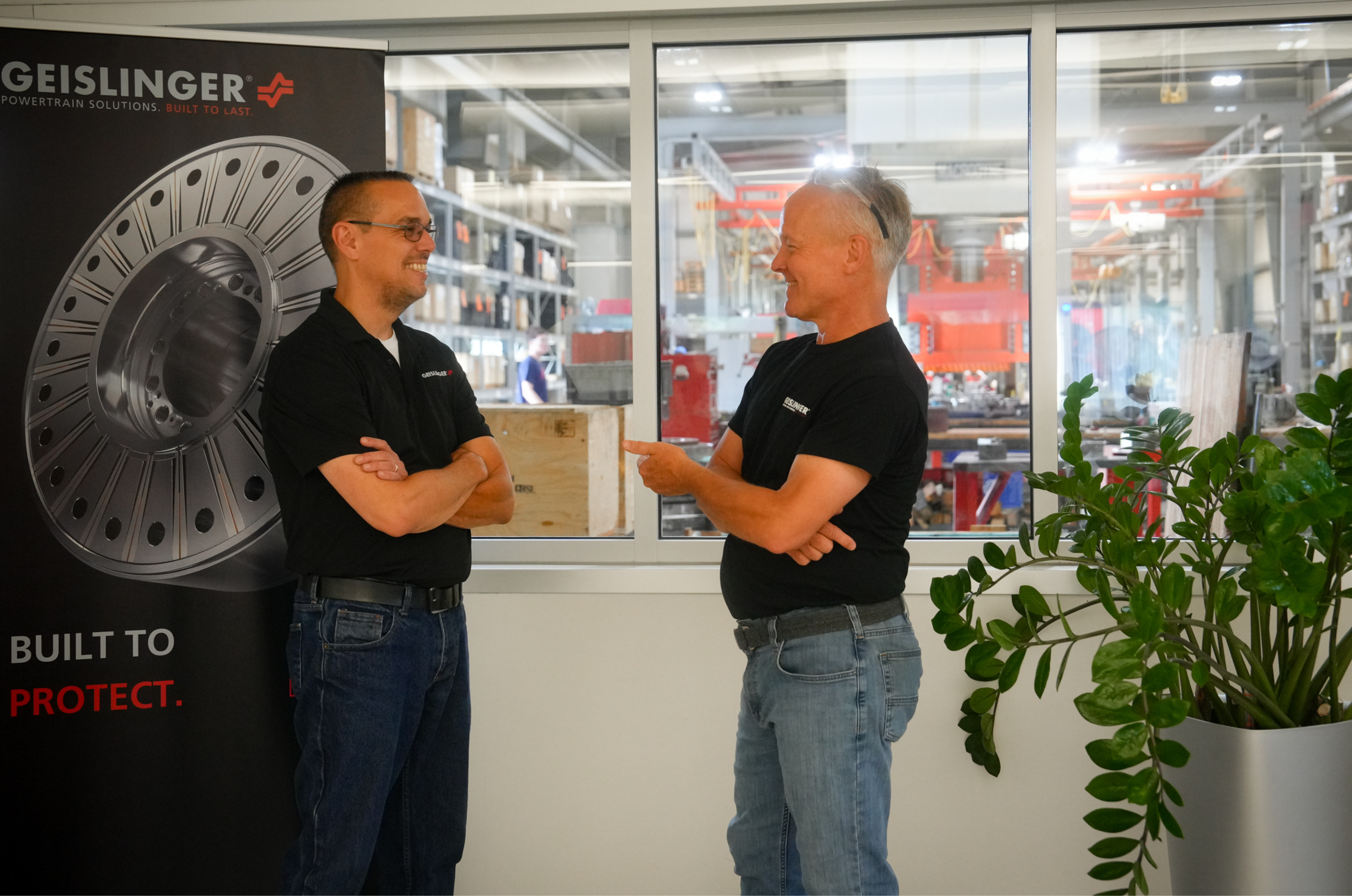 Jason Woodard (on the left), CEO of Geislinger Corporation with Jerry Kleinhenz.